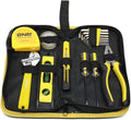 DNA MOTORING 16pcs Mechanic Home Repair Tool Set, Includes Pliers, Wrench, Hex Key, Screwdriver, Spirit Level,Tape Measurer, Mechanic repair set, w/Carrying Case, Yellow/Black, TOOLS-00029