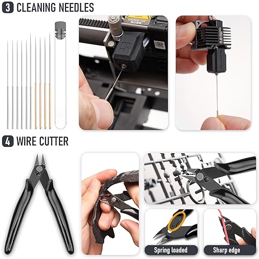3D Printer Tools Kit, Quality 3D Printer Accessories for All FDM/SLA Printers Nozzle Cleaning, Model Finishing&Removing Mirror Polishing Scrapers, 5 Types of Files,3 Brushes, Wire Cutter