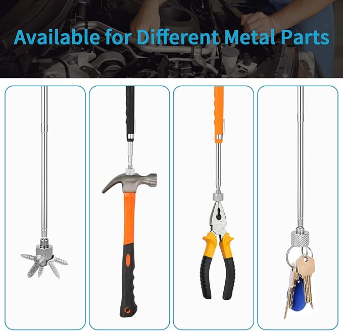 4 Pieces 20LBs Telescoping Magnetic Pickup Tool, with Pen Clip Design, Magnet Stick Rod Extendable 7" to 30.5" for Men, Birthday, Father's Day, Christmas Gift