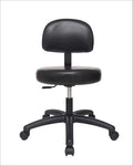 Chair Master Round Vinyl Chair/Stool-Black-for Garage, Counters, Shop, Kitchen, Computer Desks, Drafting Tables. Easy to Clean! (Glides, Medium Table 19"-27")
