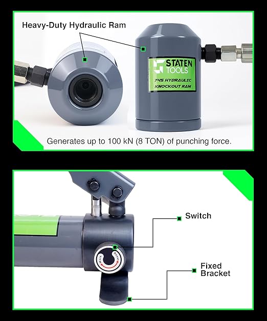1/2" - 2" Hydraulic Knockout Punch Set | 15 US Tons | Knock Out Set with 6 Dies | Punching Capacity 11-16 Gauge | 1 Year WARRENTY | Staten Tools