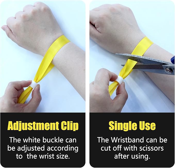 100 Pcs Cloth Event Wristbands, Event Wristbands, Colored Wrist Bands for Events, for Lightweight Concert Wrist Strap for Activities, Party Bracelets for Events (Color : Yellow)