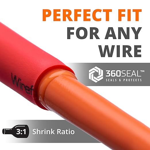 Wirefy 3/8" Heat Shrink Tubing - 3:1 Ratio - Adhesive Lined - a resistant Heat Shrink - Red - 50 Feet Roll