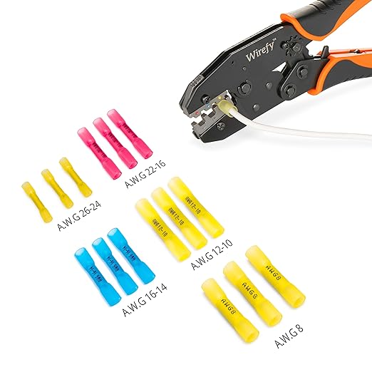 Wirefy 50 PCS Heat Shrink Butt Connectors Yellow 8 AWG - Larger Diameter Marine Grade Butt Connectors - Wire Butt Splice Connectors - Electrical Waterproof Heat Shrink Butts