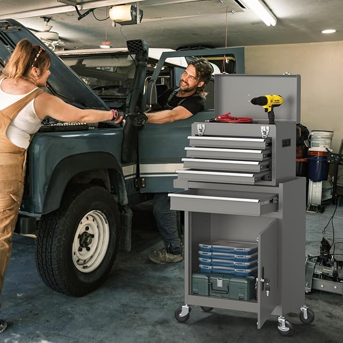 5-Drawer High Capacity Rolling Tool Chest, Removable Toolbox on Wheels Organizers, Lockable Tool Box Tool Storage Cabine with Drawers and Wheels for Workshop and Warehouse