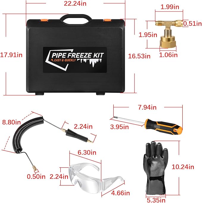 CST2 General Cold-Shot Pipe Freeze Kit, Tube Wire Plumbing Freezes Pipes from 1/8 Inch to 2 Inch, CO2 Water Pipe Plumbing Line Freezing Repair Kit for Copper Steel Aluminum Cast Iron