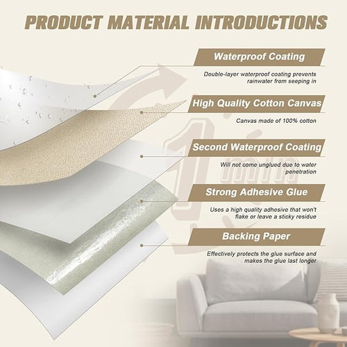 2-Piece 9 x 11 inch Canvas Fabric Patch Kit - Self-Adhesive, Waterproof Repair Patches for Boat Cover, Sofa, Chair, Couch, Tent, Bag (Army Green)