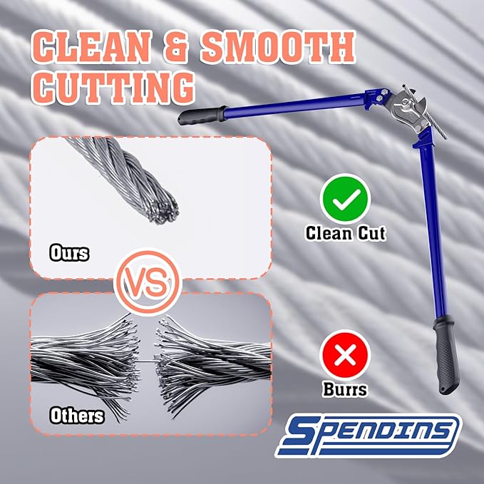 24” Heavy Duty Wire Rope Cutter,Steel Wire Cutters w/Ergonomic Handle Design, Hardened Cable Cutter Cuts Up to 13/32" for Wire rope, Stainless Steel Wire, Copper and Aluminium Cables