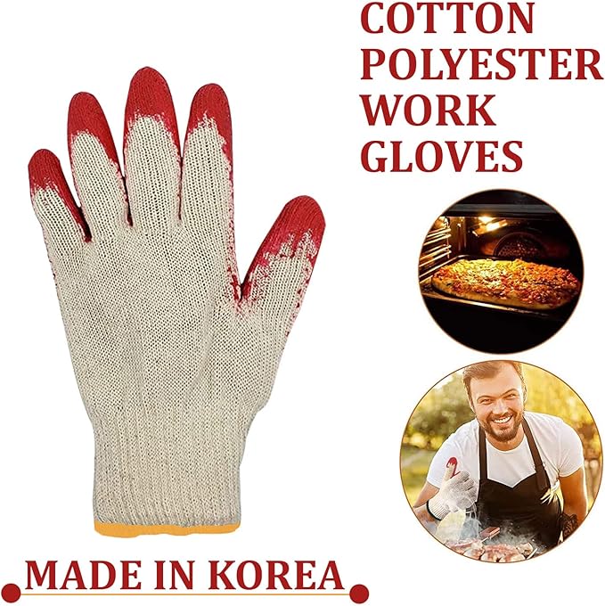 Generic 300 Pairs Red Palm Latex Dipped Work Gloves - Cotton Polyester Shell Safety Protection Gloves - Nitrile Coated - Made in Korea