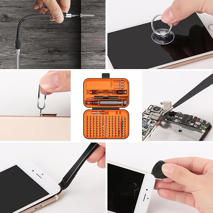 Precision Screwdriver Set, SOONAN 150 in 1 Electronics Tool Kit with 120 Bits Magnetic Screwdriver Set & 30-bit Tool Set Handy Repair Tool for Computer Phone Watch Camera Laptop, Orange