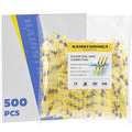 haisstronica 500PCS Yellow Solder Seal Wire Connectors, 12-10 AWG Marine Grade Waterproof Electrical Butt Terminals