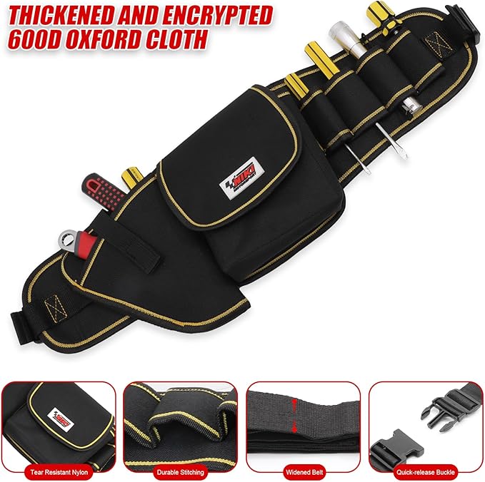 Tool Belt,600D Water-draining Oxford Cloth Tool Belts for Men,Electrician Tool Belt Widely Applied to Repairmen,Electrician,Carpenter,Construction (7 pocket)