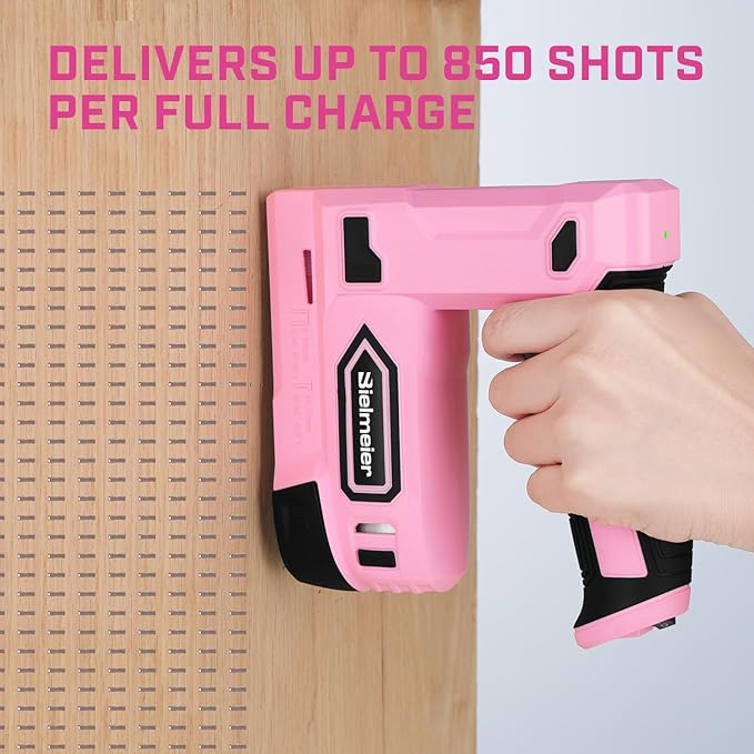 Pink Cordless Staple Gun, 2-in-1 Nail Gun Battery Powered with 2600Pcs Staples and Nails, 4V Brad Nailer Tacker Electric Stapler for Upholstery, Material Repair, Carpentry, Wood, DIY