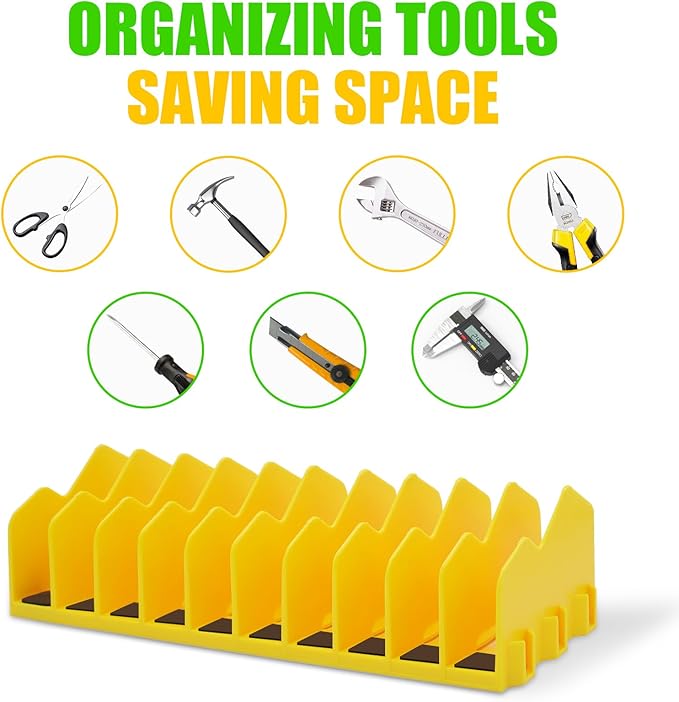 4 Pack Plier Organizer Rack, Pliers Organizer for Tools Cutters with Extendable Design & Non-Slip Rubber Base, 40 Slots Tool Box Drawer for Pliers, Wrenches, Screwdrivers,Green&Yellow