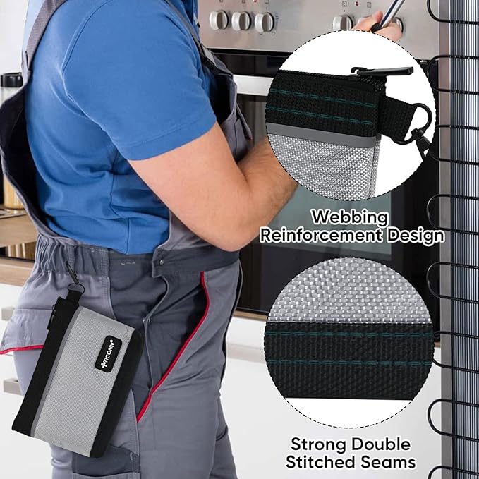 TICONN Tool Pouches with Zipper, 1680D Oxford Small Tool Bags, Waterproof Utility Bag Zipper Pouch for Tool Organizers and Storage (3 Pack Medium)