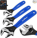 HORUSDY 3 Piece Adjustable Wrench Set, Wide Jaw Black Oxide Wrench, Metric & SAE Scales, Cr-V Steel, for Home, Garage, Workshop