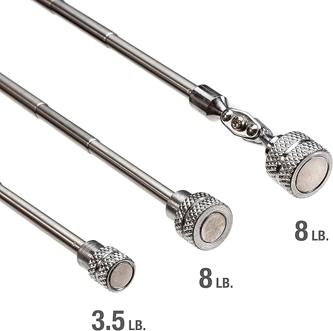 Steelman Telescoping Inspection Mirror and Magnetic Retrieval Tool Kit, Swivel Heads, Extendable Ergonomic Handles, Hold Up to 8 Pounds, 4-Piece Set