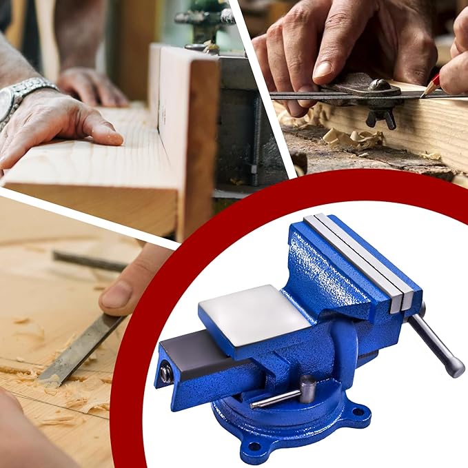 findmall 5" Bench Vise with Anvil 360° Swivel Locking Base Table Top Clamp Heavy Duty Vice Swivel Base Bench