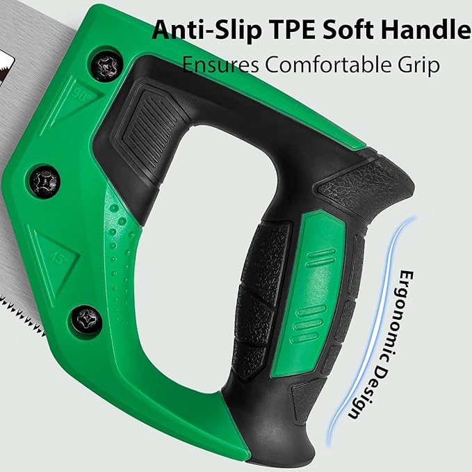 14 inch Hand Saw 11TPI Pro Fine Cut for Wood, Plastic Pipes, Drywall, Trees Trimming & Pruning, Sharp for Woodworking, Green