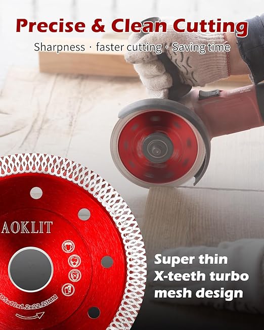 5 Pcs Diamond Saw Blade, 4" Super Thin Tile Grinding Blade, Diamond Blade for Angle Grinder Cutting Porcelain Tile Granite Marbles