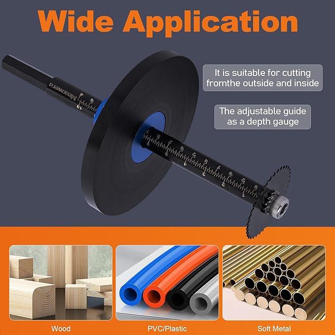 MeaoweraPVC Pipe Internal Cutter Set – 360° Rotating Pipe Cutting Tool with Adjustable Depth Gauge, 5 Blades, 2 Mandrels & 2 Hexagonal Handles, Portable Internal Cutter for PVC/ABS Pipes