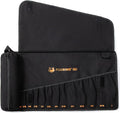 Wrench Roll, Wrench Roll Up Pouch, Gifts for Men Father Dad Mechanic, Heavy Duty Canvas Wrench Organizer Bag (Black, 13+1 SAE)