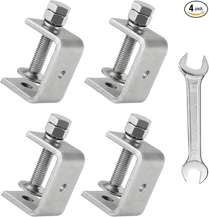 304 Heavy Duty Stainless Steel C Clamps 1 1/2 Inch Tiger Clamp Woodworking Clamp,Features Stable Wide Jaws and Protective Pads (4 Pcs)