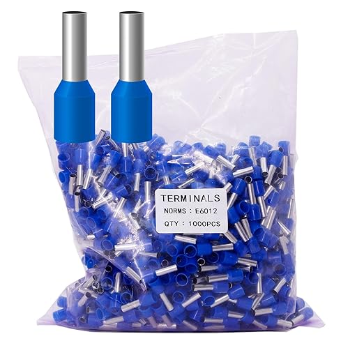 Fidioto 1000pcs AWG10 Terminal Connector Wire Insulated Cord Pin Ends Terminals for Electric, Industrial, Chemical Industry, Power Control System, etc. (10WAG-1000PCS-Blue)