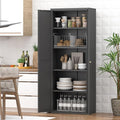 GREATMEET 71" Tall Storage Cabinet, Farmhouse Food Pantry Cabinet, Black Metal Kitchen Cupboard with Doors for Garage, Dining Room, Living Room and Laundry