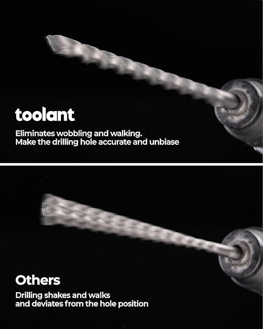 toolant SDS Plus Rotary Hammer Drill Bits Set for 1/4" x12inch 2pcs,Carbide Tipped 2-Cutter for Concrete,Masonry and Brick
