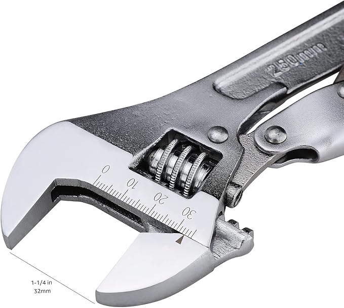 Amazon Basics Locking Adjustable Wrench, 10 inch x 2.7 inch x 0.75 inch