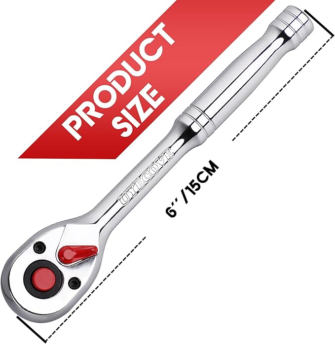 1/4 Inch Drive Ratchet Wrench, 1/4 Ratchet, Socket Wrench, 72-Tooth Quick-release Reversible Cr-Mo Head, Chrome Steel Made - 5.9''15cm