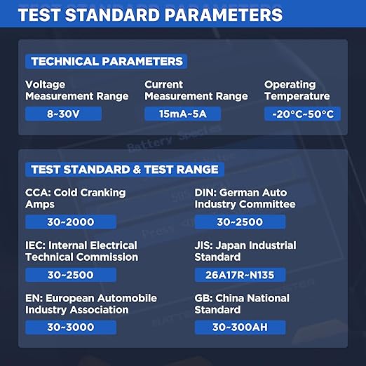 AUTOOL Car Battery Tester 12V 24V Battery Load Tester 30-2000 CCA Automotive Battery Tester, Cranking Charging System Analyzer, Color Screen Data Review Reverse Polarity Protection