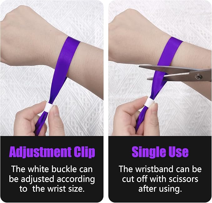 100 Pcs Cloth Event Wristbands, Event Wristbands, Colored Wrist Bands for Events, for Lightweight Concert Wrist Strap for Activities, Party Bracelets for Events (Color : Purple)