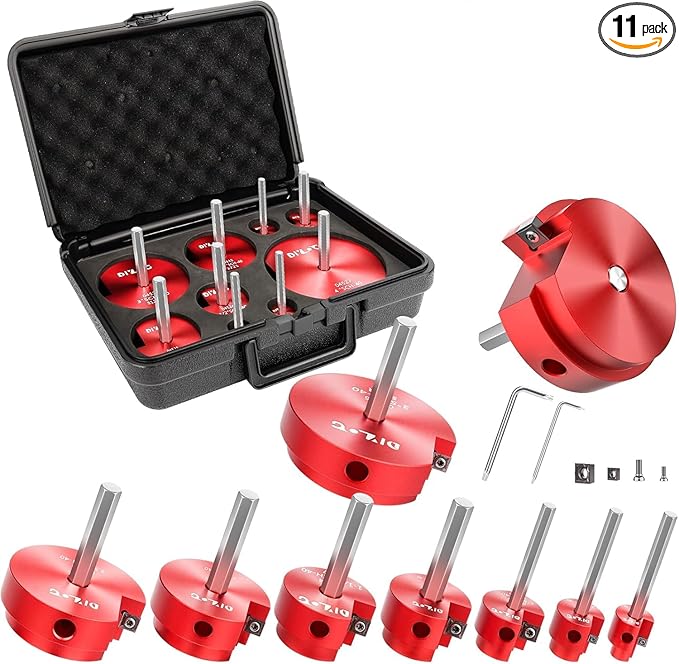 PVC Pipe Reamer, PVC Fitting Saver, 9Pcs Pipe Reamer for SCH40, Includes 1/2 inch, 3/4 inch, 1 inch, 1-1/4inch, 1-1/2inch, 2inch, 2-1/2inch, 3inch, 4inch Head Aluminum with 2 Blades