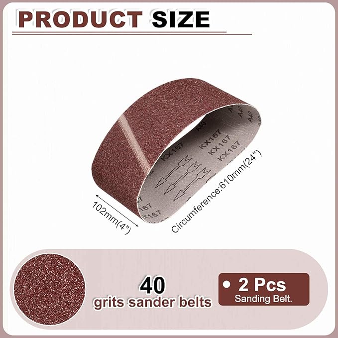 HARFINGTON 4 x 24 Inch Sanding Belts, 18 Pcs 40 Grits Aluminum Oxide Abrasive Belt Sander File Belt for Woodworking, Metal Polishing, Knife Sharpener