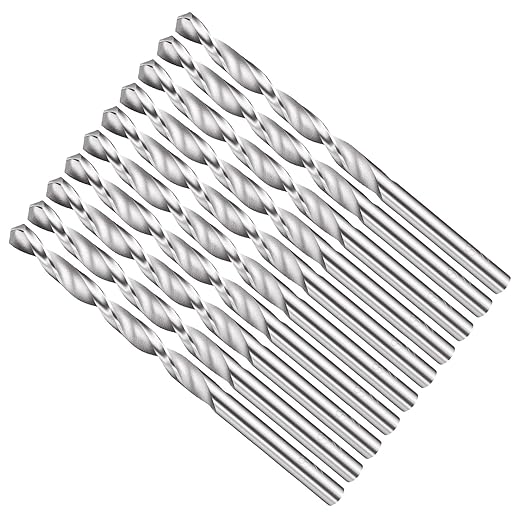 Drill Bit, 4mm Cutting Diameter, 4241 HSS 118° Cutting Angle Uncoated Bright Versatile Jobber Bits - (Applications: for Drilling Plastic Wood Soft Metal), 10-Pieces