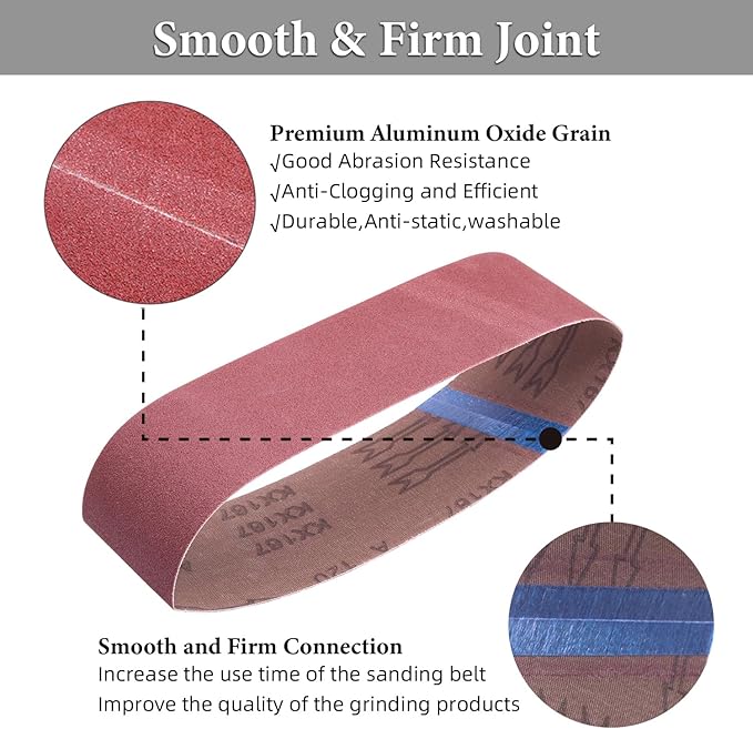 24 Pcs 3x24 Sanding Belts, 120 Grit Belt Sander Sanding Belts, 3 x 24 Inch Aluminum Oxide Sanding Belts for Belt Sander(3x24in, 120 Grit)