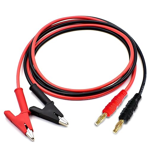 Banana Plug to Alligator Clip Test Probe Lead Wire Cable12AWG Test Leads with Alligator Clip4 mm Alligator Clip Test Probe Cable for multimeter 3.28 ft for Multimeter and Battery Testing(X-Y 12A 1m).