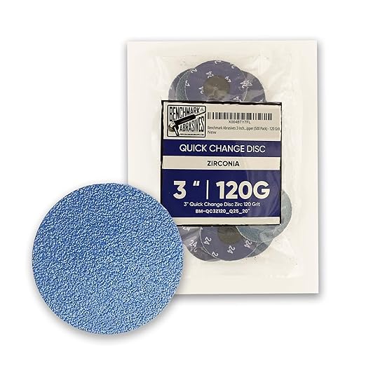 Benchmark Abrasives 3 Inch Sanding Discs Quick Change Zirconia Sanding Discs, Drill & Die Grinder Sanding Disc - Deburring Polishing Rust Remover for Metal Paint Stripper (500 Pack), 120 Grit