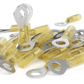 AIRIC 12-10 AWG - 5/16" Heat Shrink Ring Terminals, Copper Terminal Connector Ends, Battery Cable End Lugs, Yellow Insulated Electrical Crimp Wiring Connectors, Wire Lug for 12, 10 Gauge Wires, 50 PCS