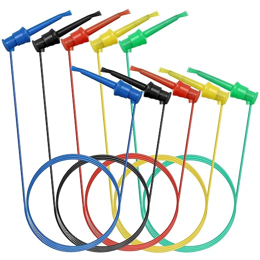Sumnacon 5 Pcs Multimeter Electrical Test Dual Lead Test Hook Clips - 5 Colors Silicone to Flexible Test Cables for Electronic, Component, Testing Connecting