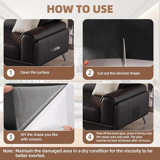Leather Repair Patch, 17X158 inch Strong Sticky Repair Patch Self Adhesive Waterproof, DIY Large Leather Patches for Couches, Furniture, Sofa, Car, Chair (Coffee, 17X158 inch)