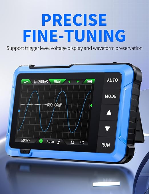 FNIRSI DSO-510 Handheld Oscilloscope/DDS Signal Generator 2 in 1, Digital Portable Automotive Oscilloscope 2.8 inch TFT, 10MHz Bandwidth, 48MS/s Sampling Rate, Trigger Function Auto/Nomal/Single