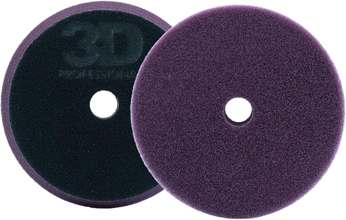 3D Dark Purple Foam Cutting Pad | Fast Compound Cuts for Removing Paint Defects | Professional Grade | Superior Finish for Automotive Painted Surfaces | Car Care Detailing | 5.5” Round