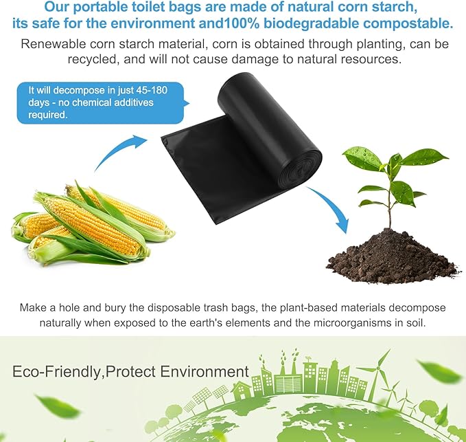 40 Portable Camping Toilet Bags, Biodegradable Compostable Thickened for 5 Gallon Bucket Toilet