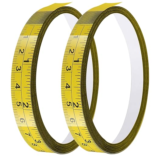 Adhesive Measuring Tapes,Steel Self Tape Measure,1/2" Wide Imperial & Metric Ruler Sticker, Stick On Table Saw and T Track for Woodworking, Drafting (Yellow, Right to Left 118" 2PCS)