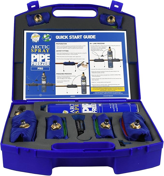 ZECOM - Arctic Hayes Pro Commercial Freeze Kit 8-35mm for Plumbing Installations, Repairs & Maintenance. Freezes Plastic & Metal Pipes (8-35mm diameter) & Pro Pipe Freeze Can 600g.
