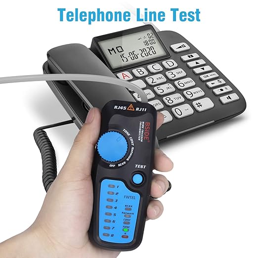BSIDE Wire Tracker RJ45 RJ11 Network Cable Tester, Dual knob with Anti-Interference, Telephone Line Tracer Internet LAN Wire Finder Toner Network Cable Collation Continuity Checker with Carrying Case