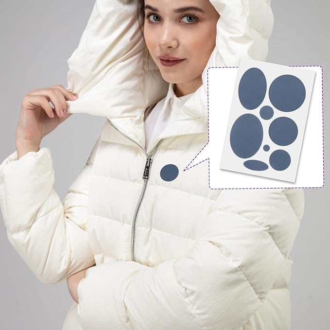 16PCS Down Jacket Repair Patch, Self Adhesive Puffer Jacket Repair Kit, Gray Nylon Fabric Repair Tape for Coats, Tents, Sleeping Bags